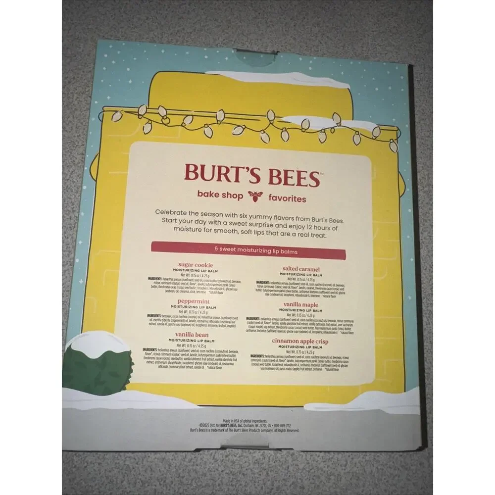 Burt’s Bees Bake Shop 6 Lip Balms Sugar Peppermint Vanilla Carmel Maple (NEW)
